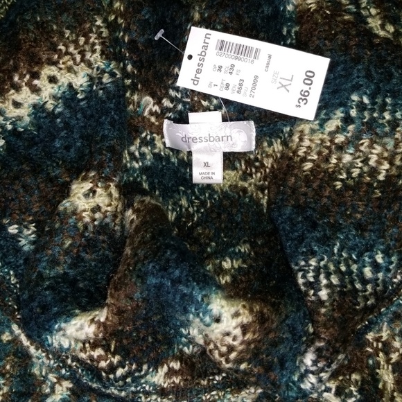 NWT dressbarn XL open knit green/blue/brwn sweater - Picture 5 of 6